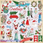Echo Park Carta Bella A Very Merry Christmas Kit 12x12   Sticker Retro 