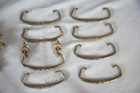Good Set 8 Victorian Cast Iron Bail Pulls W Rosette Backplates C 1890s  r6 