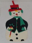 Vintage Giant Size Japan Felt Santa Claus   Snowman Christmas Stocking Pajama 2