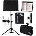 Adjustable Metal Sheet Music Stand With Carrying Bag  Phone Holder   Clip - 5 In
