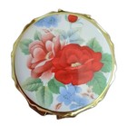 New Vintage Powder Case Compact Rose Pattern With Mirror In Box Made In Japan