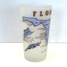 Vintage Florida Souvenir Glass Tumbler Frosted Map Palm Tree Flamingo Gator