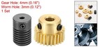 Gear-4mm Bore Rod 3mm Bore Worm Gear Set 0 5 Module 1 25 Reduction Rate