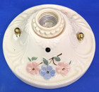 Antique Vintage Porcelain Single Bulb Ceiling Light Fixture With Flowers