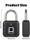 Fingerprint Smart Padlock W app Keyless Biometric Gym Locker Outdoor Black