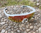 Velo Pacer Sunglasses White Frame Orange Mirrored Shield Cycling With Case New