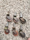 Lot Of 6 Faultless Antique Wooden Furniture Casters Wheels