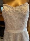 Alfred Angelo Strapless Knee Length Beads Lace Wedding Gown Bridal Dress Size 12