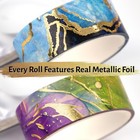 Gold Washi Tape Set 24 Rolls Metallic Foil Marbling Junk Journal Scrapbook Diy 