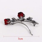 Vintage Crystal Rose Hair Clips elegant Rhinestones Flower Metal Red 