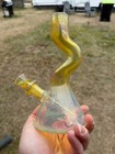 Hookah Water Pipe Glass Color Changing Fumed Bong Zig Zag Shaved