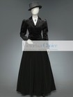 Women Black Victorian Edwardian 3pc Velvet Day Dress Suit Theater Steampunk 166