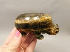 Hippopotamus Figurine Tiger-eye 3 Inch Animal Carving Totem  o503