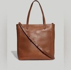 Madewell English Saddle The Zip Top Medium Transport Leather Tote V2009 Brown