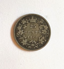 1872-h Canada 25 Cents Silver Quarter - Queen Victoria Crown - Vg Condition