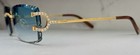 Cartier Glasses Big C Decor 56mm Authentic Diamond Cut Blue Lens