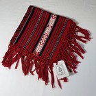 Vintage Romanian Handwoven Folk Art Textile Tismana Woven Fringe Red Black White