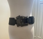Huge Kieselstein-cord Sterling Alligator Buckle With Black Leather Belt Size 2