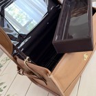 Vintage Vanity Train Case Natural Leather Cosmetic Case Luggage 1980s New Rare 