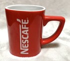 Nescafe Coffee Red And White Square Ceramic 12oz Beverage Mug Cup Preowned