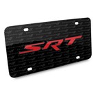 Dodge Jeep Srt In Red 3d Logo On Logo Pattern Black Aluminum License Plate