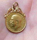 Gold Coin 1911 Pendant   Georgivs V D  G  Britt  Omn  Rex F  D  Ind  Imp 