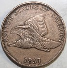 1857 1c Flying Eagle Cent - Choice Au   Free Shipping- Smh-309