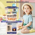 Play Kitchen Set For Kids  65pcs 28inch Tall Pretend Toy W  Realistic Lights