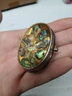 Vintage Silver Abalone Hinged Pill Coke Powder Snuff Box Case 2   long 