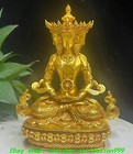 8 2  Old Tibet Pure Bronze Gilt Paiting Inlay Gem Buddhism 4 Face Buddha Statue