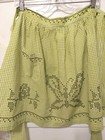 2 Pc Vtg Blue   Green Check Gingham Pocket Cross Stitch Tie Back Aprons