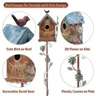 Baroque Cottage Bird House Stake For Outside With Pole  Distressed Metal Bird   
