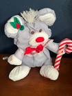 Fisher Price Puffalumps Christmas Mouse 1987 Plush  8016 11  Vtg Candy Cane Euc