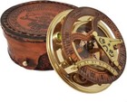 Brass Nautical - Antique Brass   Copper Sundial Compass Sundial Clock In Box