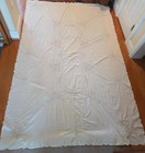 Euc Vintage Off White Cotton Blend Embroidered 10 Napkins   Tablecloth 64 X 100 