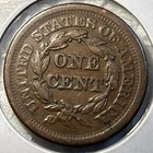 1851 Braided Hair Large Cent Almost Uncirculated  Au Coin With Damage Signed