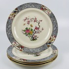 Lenox Ming 9    Luncheon Plates Set Of 4 Black Stamped Design Multicolor Floral