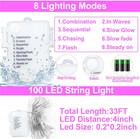 Battery Operated 100 Led Valentine s Day String Lights With Timer And 8 Modes