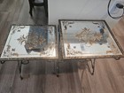Rare Vintage Italian Hollywood Regency Gold Wrought Iron Glass Nesting Tables
