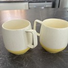 Vintage Retro Bopp-decker Vacron - Set Of 2 - Insulated Yellow white Cups