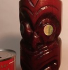 7  Maori Tiki Bar Statue Vtg Hawaiian Koa Wood Fishhook Sculpture New Zealand