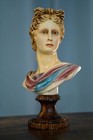 Apollo Bust Greek God Figurine  unique Hand Painted Statue  