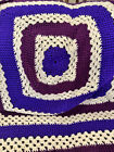 Vtg Granny Square 60 x 55  Crochet Throw Lap Blanket Afghan
