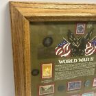 Framed World War 2 Ii Coin And Stamp Collection 1941 1945 Silver Quarter Nice