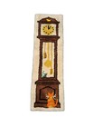 Mcm Vtg Grandfather Clock Cat   Mouse Latch Hook Rug Wall Hanging Large 54   x17   
