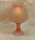 Vtg Westmoreland 6  Fairy Lamp Satin Pink Frosted Floral Glass Pedestal   Dome