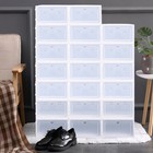 20 Pack Clear Foldable Shoe Storage Boxes Stackable Plastic Organiser 33x23x14cm