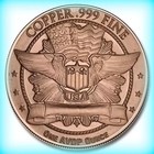 1 Oz  999 Fine Copper Round - Saint Gaudens Liberty Design