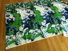 Rare Vintage Mid Century Retro 70s Bloomcraft Green Blue Lava Fabric 3 Yards 54