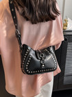 Funky Punk Steampunk Gothic Underarm Bag  Y2k Studded Motorcycle Hobo Handbag